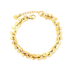 Stelluxe Stainless Steel Gold Color PVD 0 Shaped Bone Connection Chain Round Tail Brand Bracelet