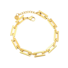 Load image into Gallery viewer, Stelluxe Stainless Steel Gold Color PVD Bead Chain Round Tail Brand Bracelet