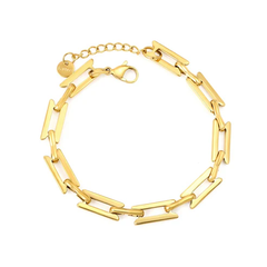 Stelluxe Stainless Steel Gold Color PVD Bead Chain Round Tail Brand Bracelet