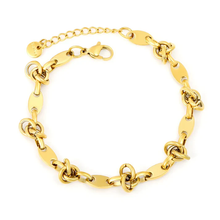 Load image into Gallery viewer, Stelluxe Stainless Steel Gold Color PVD Smooth Surface Bead Chain Round Tail Brand Bracelet