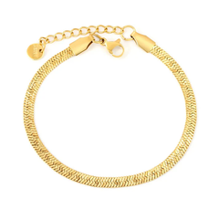Stelluxe Stainless Steel Gold Color PVD Snake Pattern Blade Chain Round Tail Brand Bracelet