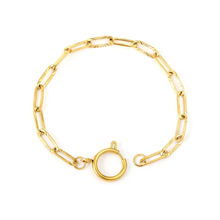 Load image into Gallery viewer, Stelluxe Stainless Steel Gold Color PVD Carpet Embossed Long Cross Chain Bracelet