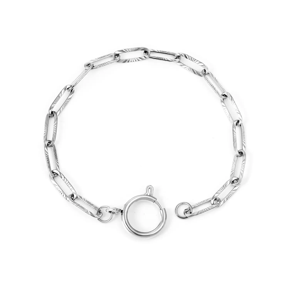 Stelluxe Stainless Steel Color PVD Carpet Embossed Long Cross Chain Bracelet
