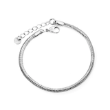 Tresoli Stainless Steel Color PVD Round Snake Bone Chain Bracelet With Round Tail Plate