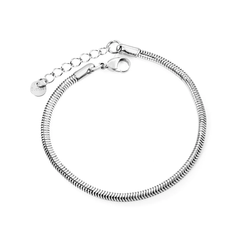 Tresoli Stainless Steel Color PVD Round Snake Bone Chain Bracelet With Round Tail Plate