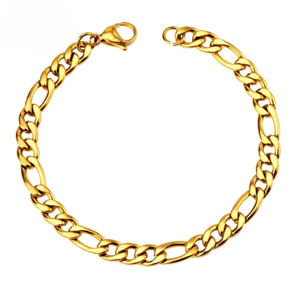 Stainless Steel Gold Color PVD Cuban Link Chain Bracelet