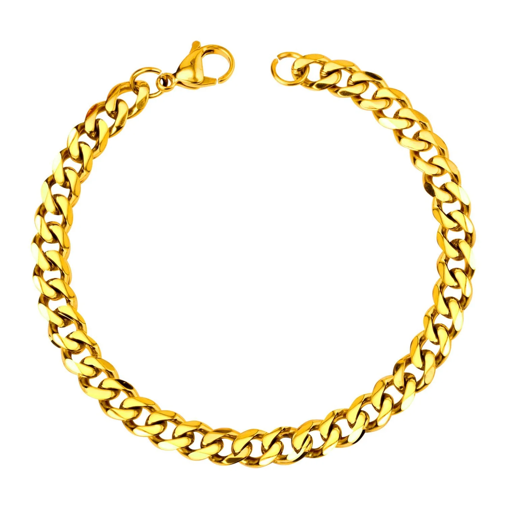 Stelluxe Stainless Steel Gold Color PVD Link Cuban Chain Bracelet