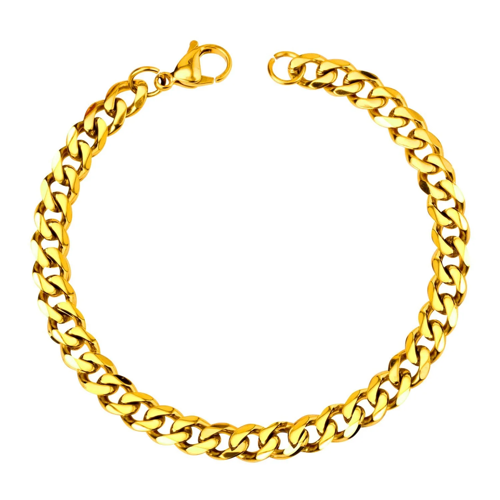Stelluxe Stainless Steel Gold Color PVD Link Cuban Chain Bracelet