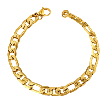 Tresoli Stainless Steel Gold Color PVD Cuban Link Bangle Bracelet