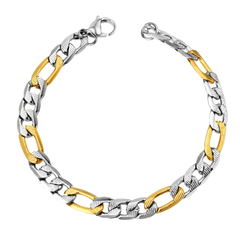 Tresoli Stainless Steel And Gold Color PVD Cuban Link Bracelet