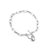 Stelluxe Stainless Steel Color PVD Ball Pendant Toggle Clasp Bracelet