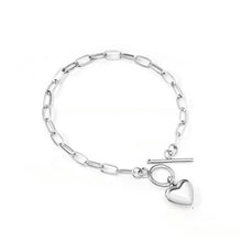 Load image into Gallery viewer, Stelluxe Stainless Steel Color PVD Heart Pendant Toggle Clasp Bracelet