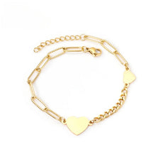 Load image into Gallery viewer, Stelluxe Stainless Steel Gold Color PVD Heart Shape Charms Bracelet