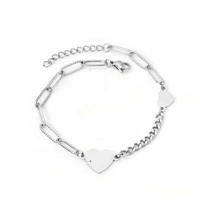 Tresoli Stainless Steel Color PVD Heart Shape Charms Bracelet