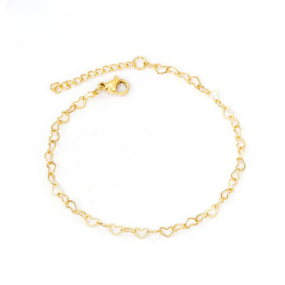 Tresoli Stainless Steel Gold Color PVD Sweet Heart Shape Adjustable Bracelet With Extender
