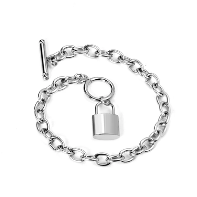 Tresoli Stainless Steel Color PVD Key Lock Charm Pendant Punk Bracelet
