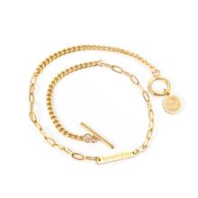 Load image into Gallery viewer, Tresoli Stainless Steel Gold Color PVD Rectangular And Round Accessories Bracelet