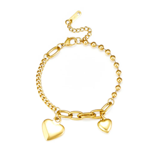 Load image into Gallery viewer, Stelluxe Stainless Steel Gold Color PVD Heart Shaped Bracelet