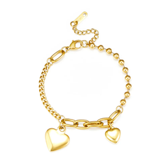 Tresoli Stainless Steel Gold Color PVD Heart Shaped Bracelet