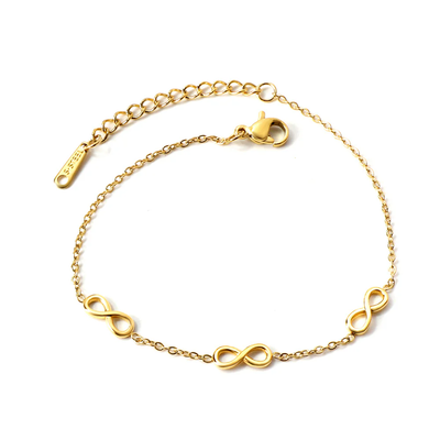 Tresoli Stainless Steel Gold Color PVD Three 8 Charm Bracelet