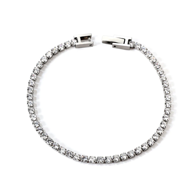 Tresoli Stainless Steel Color PVD White Diamonds 4 Claw Round Diamonds Bracelet