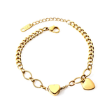 Tresoli Stainless Steel Gold Color PVD Double Heart Shaped Bracelet