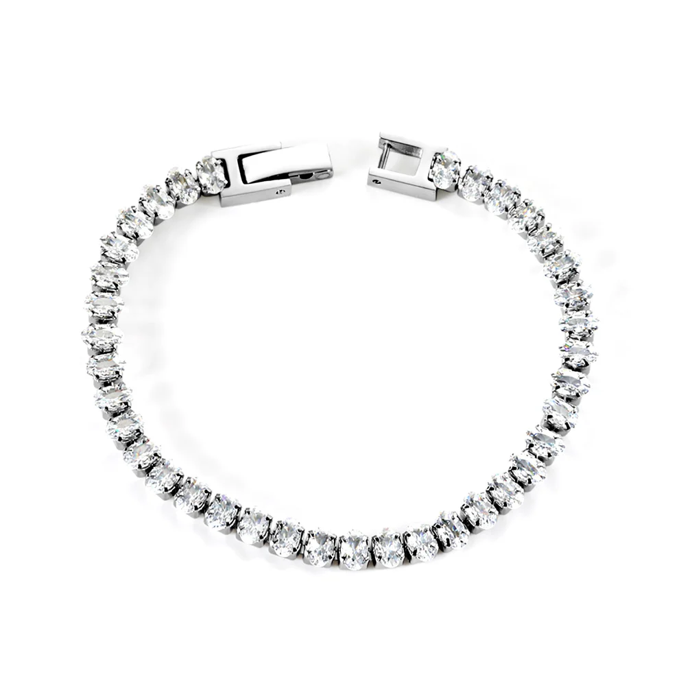 Tresoli Stainless Steel Color PVD White Zirconium Clasp Bracelet