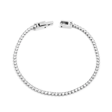 Load image into Gallery viewer, Stelluxe Stainless Steel Color PVD 2mm Round White Zirconia Clasp Bracelet