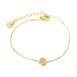 Tresoli Stainless Steel Round Tail Plague Gold Color PVD Convex Round CNC Zirconium 0.3 Cross Bracelet