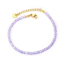 Load image into Gallery viewer, Stelluxe Stainless Steel Gold Color PVD Purple Rhombic Round Beads Bracelet