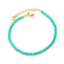 Load image into Gallery viewer, Stelluxe Stainless Steel Gold Color PVD Mint Green Rhombic Round Beads Bracelet