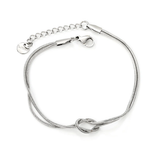 Tresoli Stainless Steel Color PVD Double Layer Knotted Round Snake Chain Round Tail Tag Bracelet