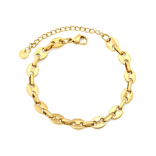 Load image into Gallery viewer, Stelluxe Stainless Steel Gold Color PVD Pig Nose Chain Round Tail Brand Bracelet