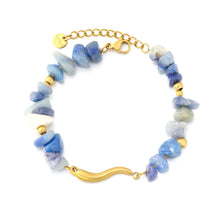 Load image into Gallery viewer, Tresoli Stainless Steel Gold Color PVD Blue Aventurine Irregular Twig Charm Bracelet