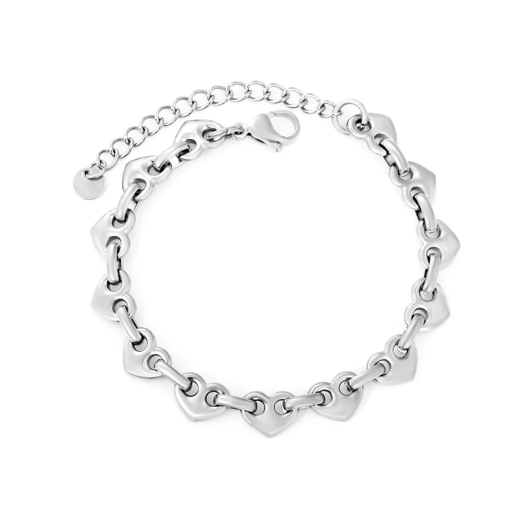 Stelluxe Stainless Steel Color PVD Heart Shaped Round Tail Brand Bracelet