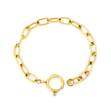 Load image into Gallery viewer, Tresoli Stainless Steel Gold Color PVD Spring Clasp Bracelet