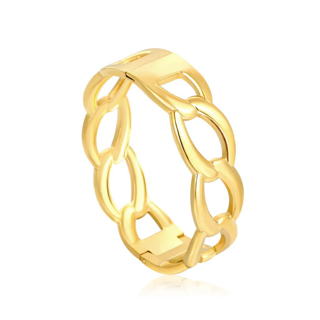 Stelluxe Stainless Steel Gold Color PVD Lock Loop Bracelet