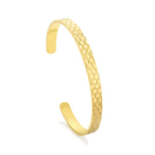 Load image into Gallery viewer, Stainless Steel Gold Color PVD Honeycomb Hammered Bangle Bracelet