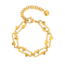 Load image into Gallery viewer, Tresoli Stainless Steel Gold Color PVD Heart Shaped Buckle Bracelet