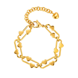 Tresoli Stainless Steel Gold Color PVD Heart Shaped Buckle Bracelet
