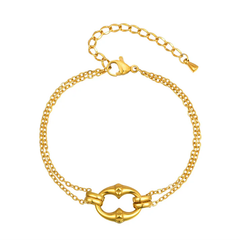 Tresoli Stainless Steel Gold Color PVD Openwork Teardrop Bracelet