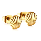 Tresoli Stainless Steel Gold Color PVD Shell Cut Earrings