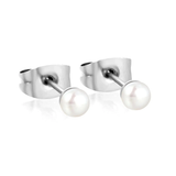 Tresoli Stainless Steel Color PVD 3mm Bread Pearl Butterfly Earrings
