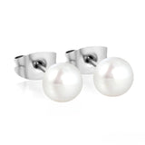 Tresoli Stainless Steel Color PVD 7mm Bread Pearl Butterfly Earrings