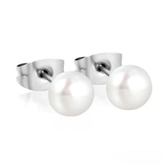 Tresoli Stainless Steel Color PVD 7mm Bread Pearl Butterfly Earrings