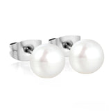 Tresoli Stainless Steel Color PVD 8mm Bread Pearl Butterfly Earrings