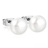 Tresoli Stainless Steel Color PVD 10mm Bread Pearl Butterfly Earrings