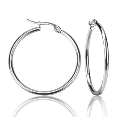 Tresoli  Stainless Steel Color PVD Circle Hoop Earrings