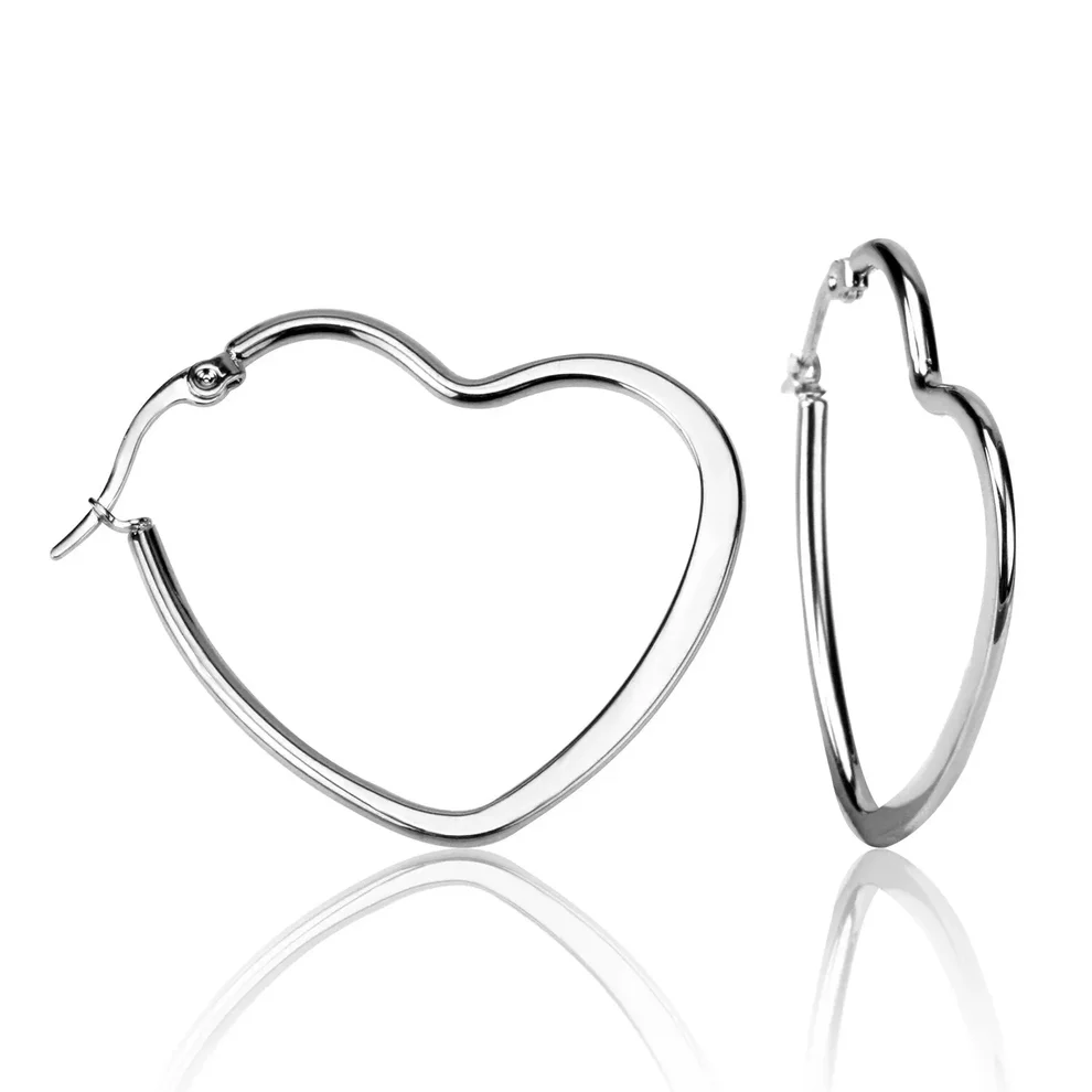 Tresoli Stainless Steel Color PVD Heart Shape Hoops Earrings
