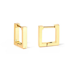 Tresoli Stainless Steel Gold Color PVD Small Square Rectangle Piercing Hoop Earrings